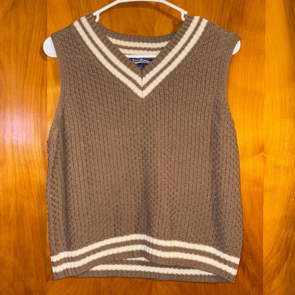 Freshman Brown and Cream V-Neck Sweater Vest